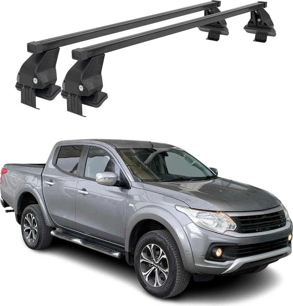 Menabo Dachträger Grundtäger für Fiat Fullback 2016-2019 75kg Schwarz Stahl 2tlg