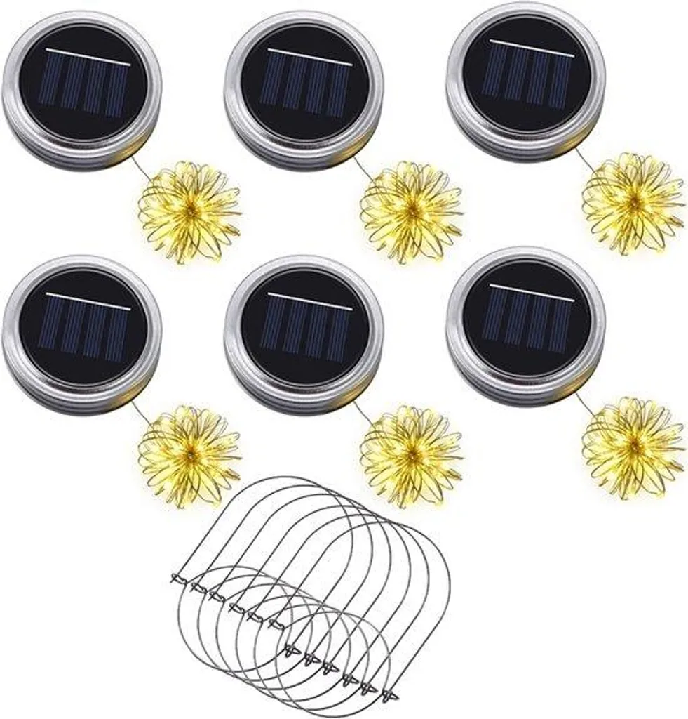 Lot de 6 lampes solaires en béton suspendues et étanches pour le jardin