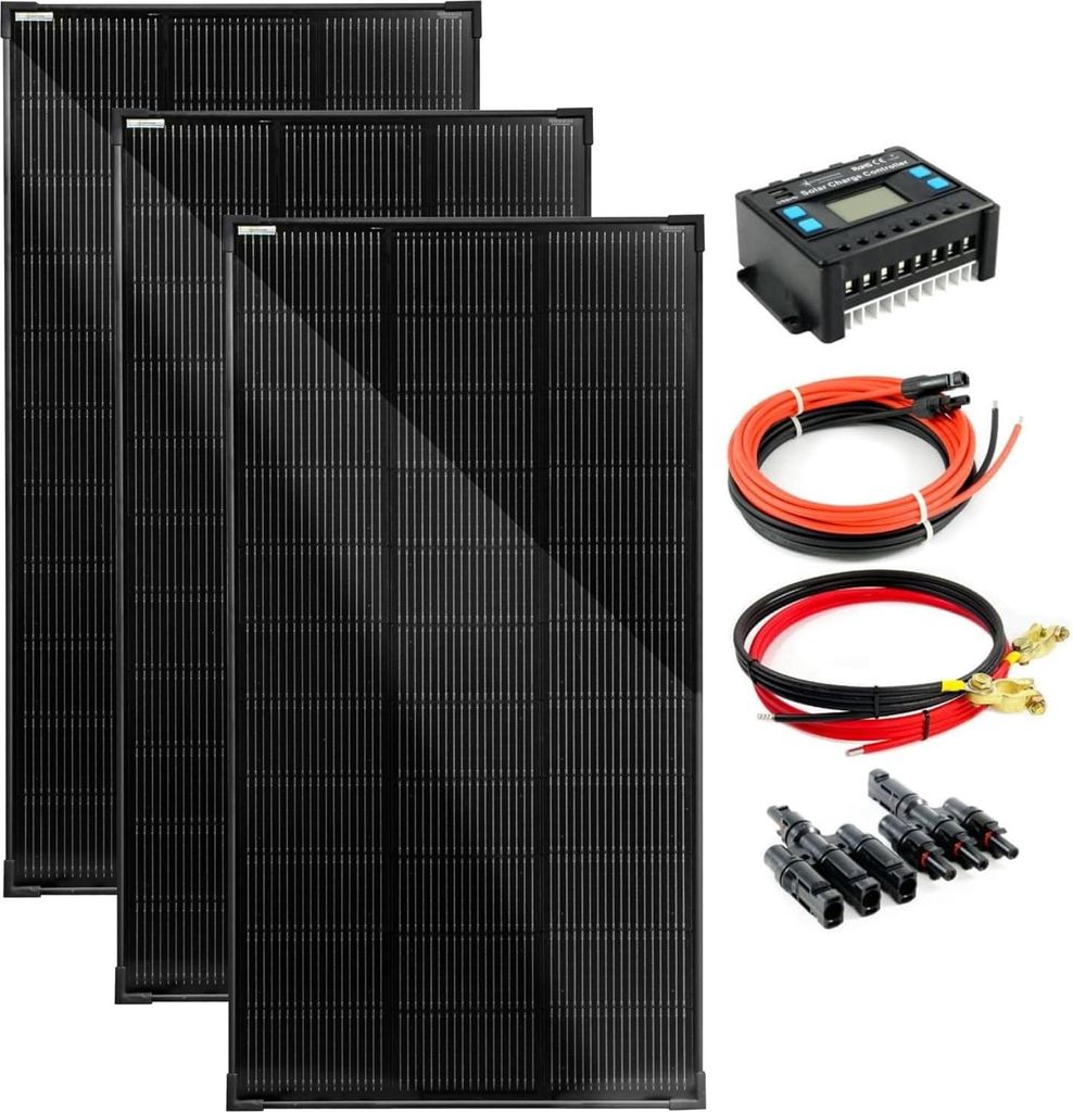 Komplettset 3x120 Watt Solarmodul 1070x580 30A Laderegler Produktbild 