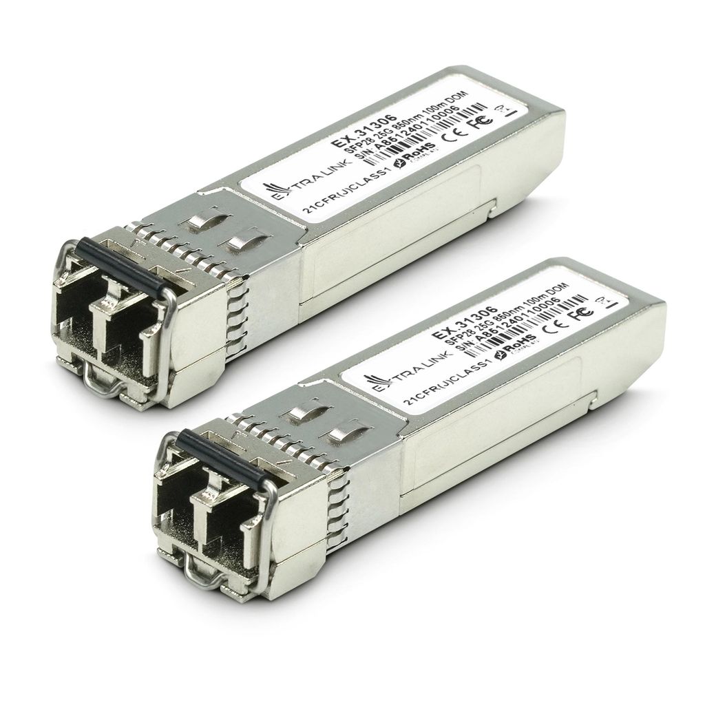 Extralink SFP28 25G 2-pack Optisches Modul SFP28 25Gbps, LC/UPC Duplex, 850nm, 100m, Multi Mode, DOM, kompatibel mit Cisco