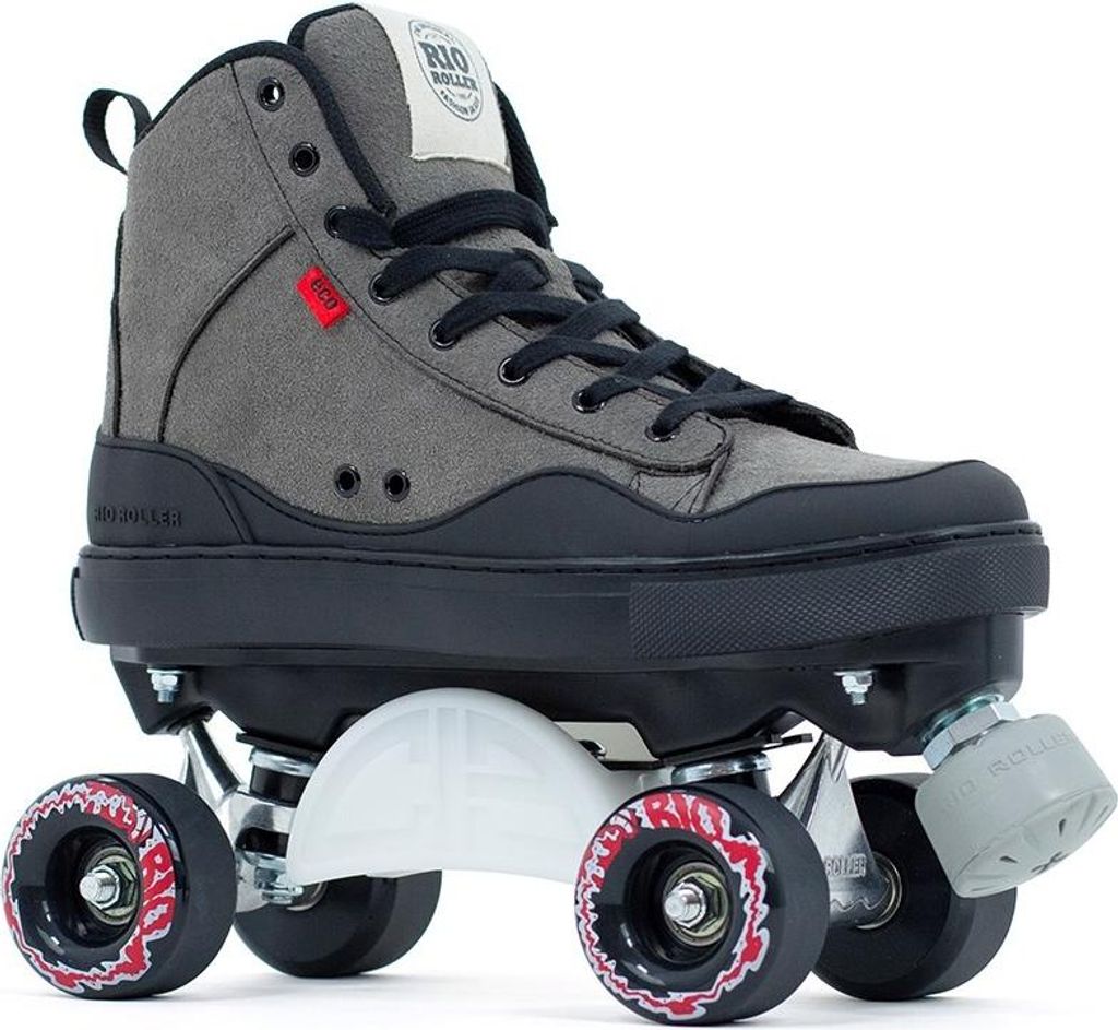 Rio Roller Ramp Skate Erwachsene Quad-Skates Grau Stabile Retro Quad-Skates für Erwachsene