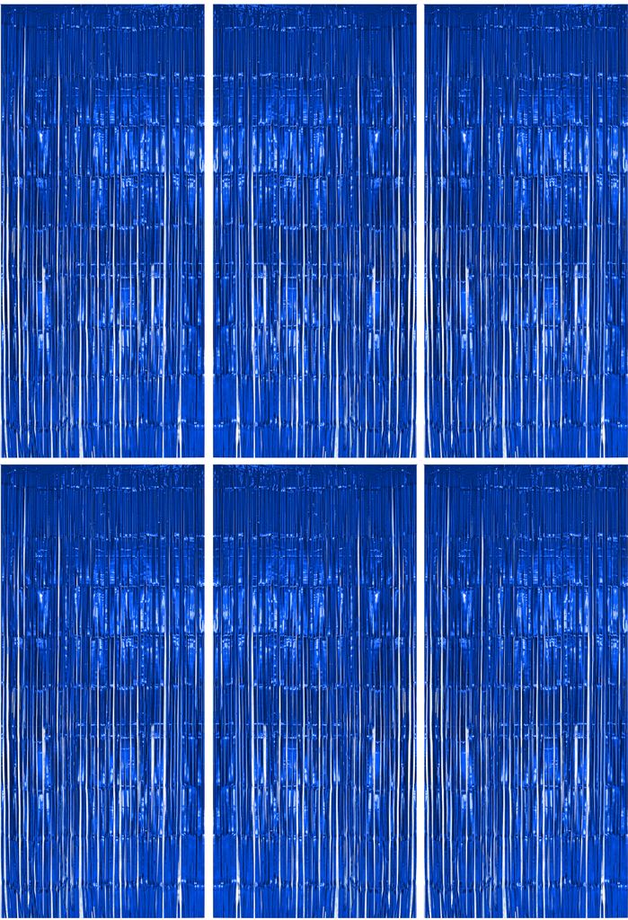 6x Lametta Vorhang - blau - 91x244 cm