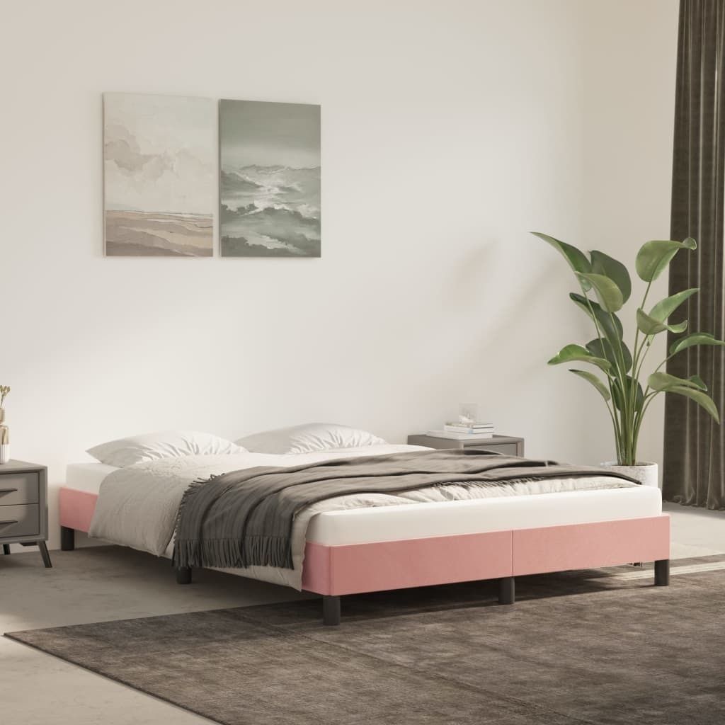 The Living Store Bettgestell Rosa 140x200 cm Samt