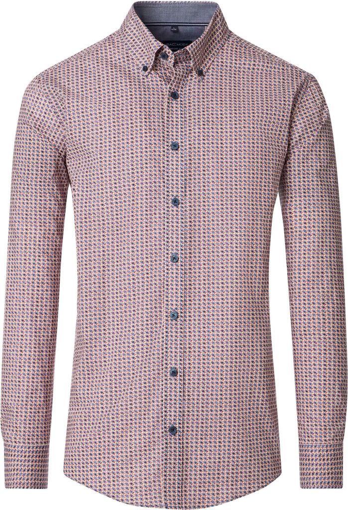 CASAMODA Herren Freizeithemd Langarm Button-Down Comfort Rot gemustert M