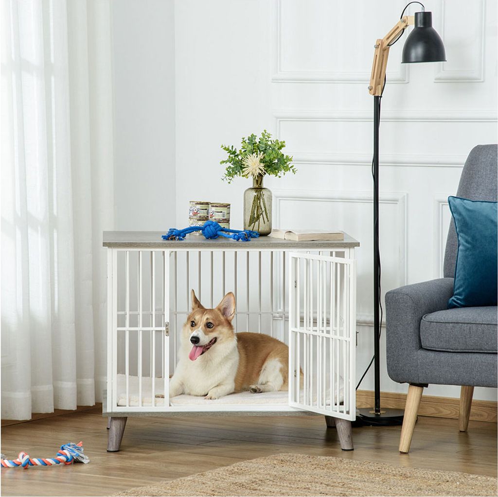 Dřevěná klec pro psy PAWHUT D02-069V01GY, přepravka pro Obrázek produktu 4
