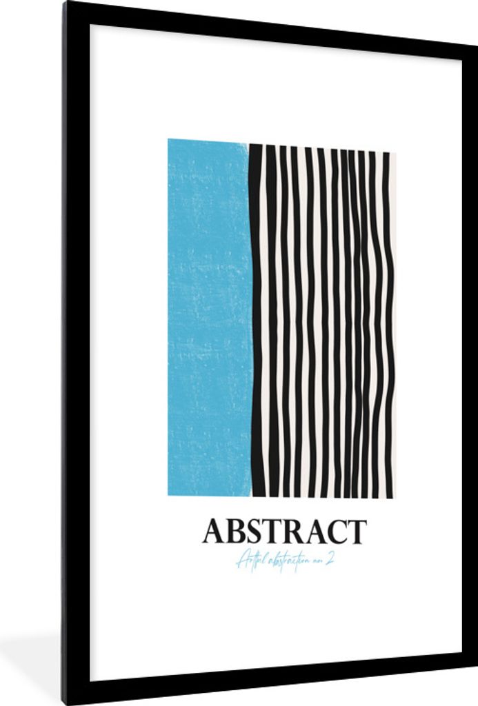 MuchoWow Gerahmtes Poster Design - Blau - Schwarz - Weiß 60x90 cm - Poster mit Schwarzem Bilderrahmen Wandposter Rahmen Foto Bilder - Dekoration...