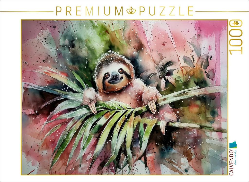 CALVENDO Puzzle Gut gelauntes Faultier | 1000 Teile Lege-Größe 64x48cm Foto-Puzzle für glückliche Stunden