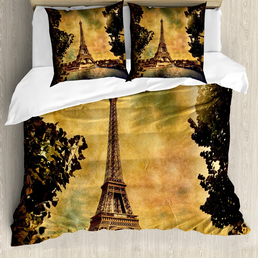 Set Letto Torre Eiffel Antiacaro 155x220 - Microfibra Abakuhaus Senape
