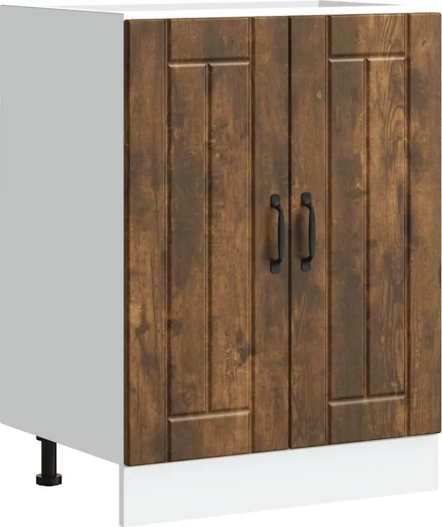 Base lavello Lucca in legno rovere fumé