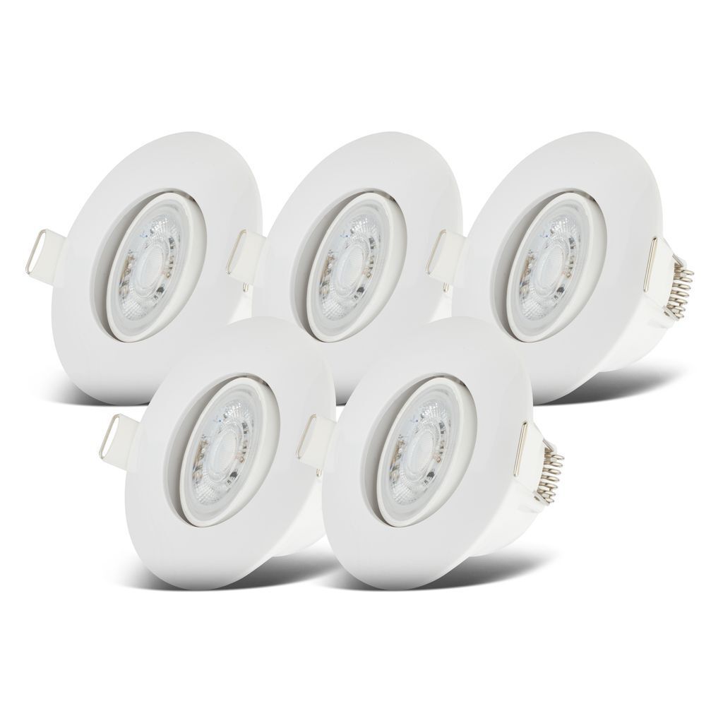 B.K.Licht set de 5 spots LED encastrables 230V orientables Image du produit 