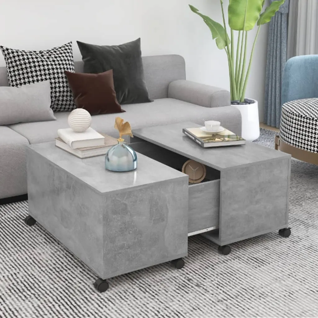 Tavolino Basso Quadrato 75x75 Grigio Cemento - Ideale per Piccoli Spazi