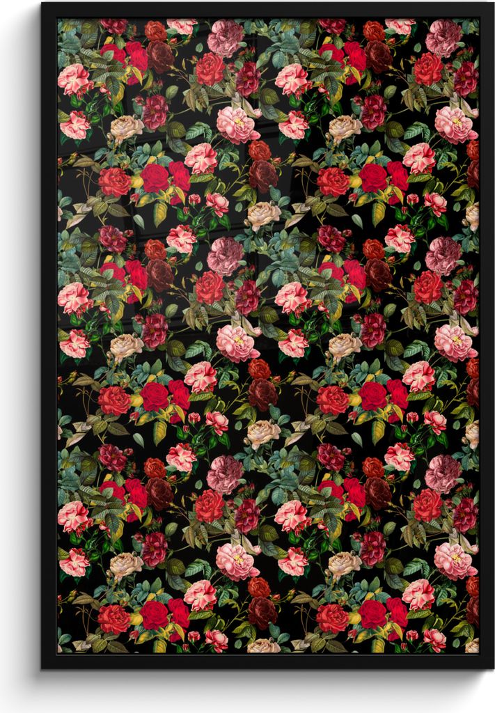 MuchoWow MuchoWow Gerahmtes Poster Blumen - Rot - Rosen 60x90 cm - Poster mit zchwarzem Bilderrahmen - Kunst