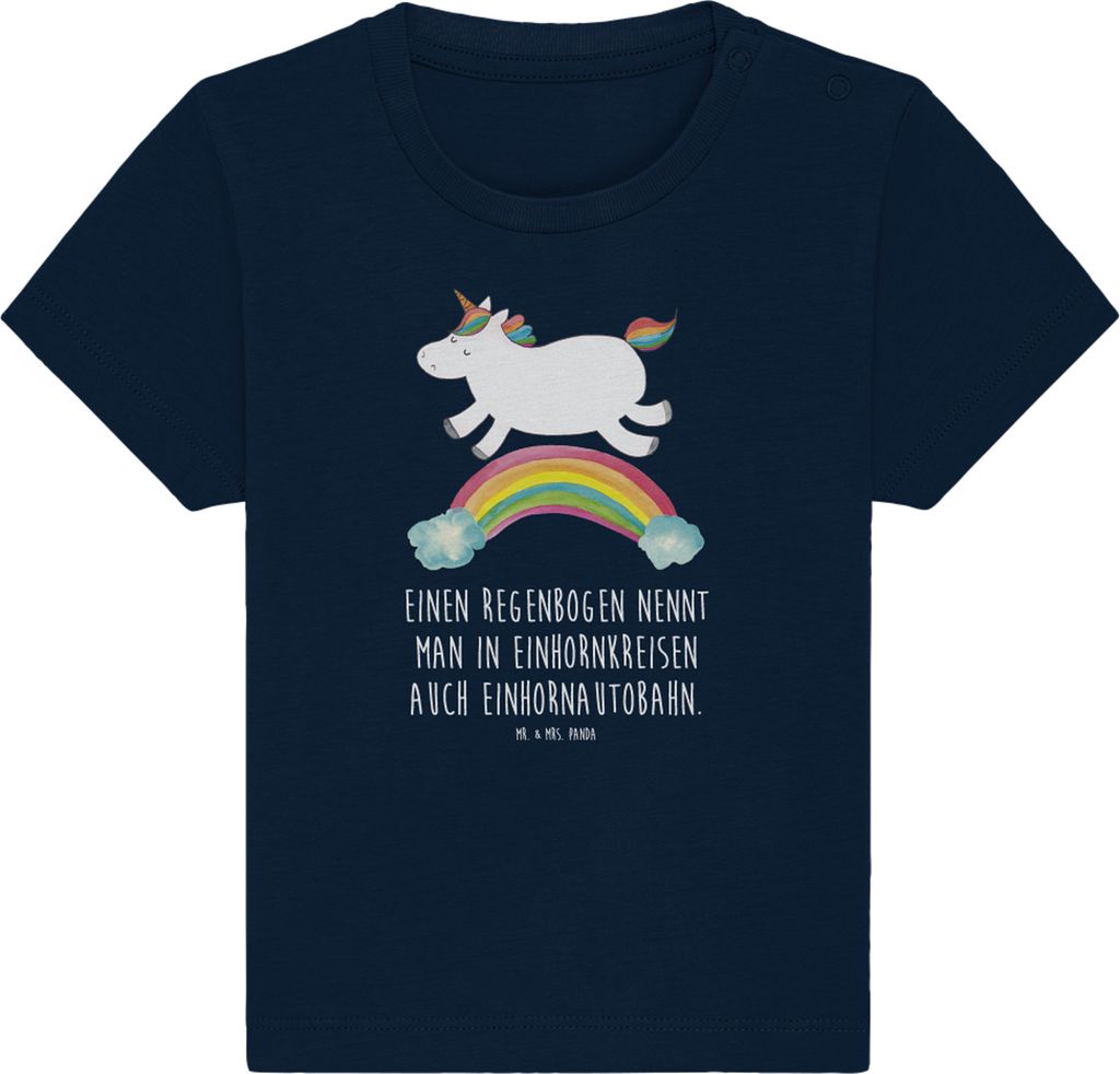 Mr. & Mrs. Panda Babyshirt Einhorn Regenbogen 0. - 6. Monat - French Navy - Geschenk, Unicorn, Organic Baby Shirt, Einhornpower, T-Shirt, Kinder, G...