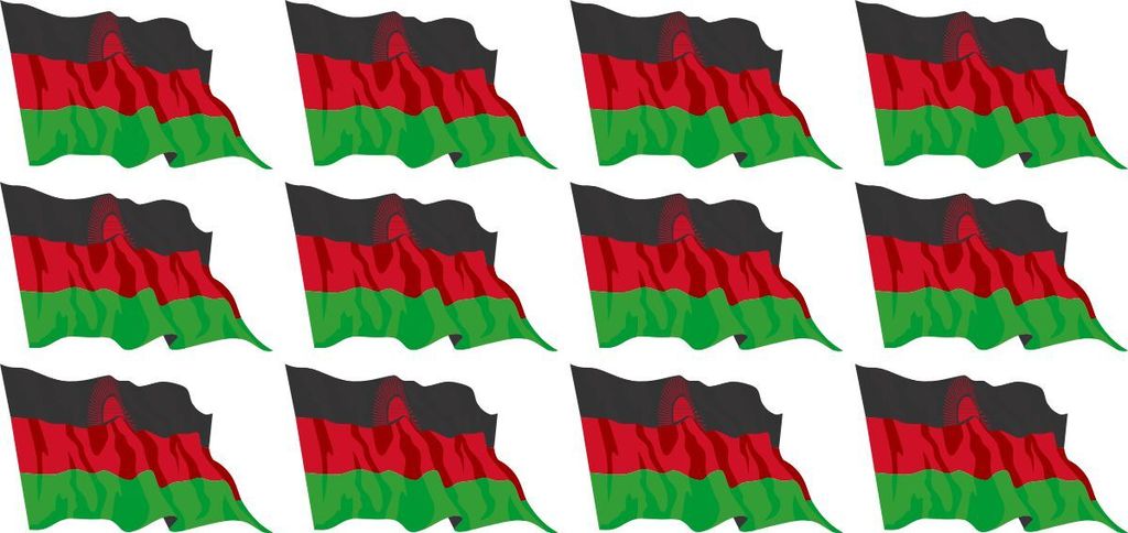 Mini Aufkleber Set - Pack wehend - 50x31mm - selbstklebender Sticker - Malawi - Flagge / Banner / Standarte fürs Auto, Büro, zu Hause und die Sch...