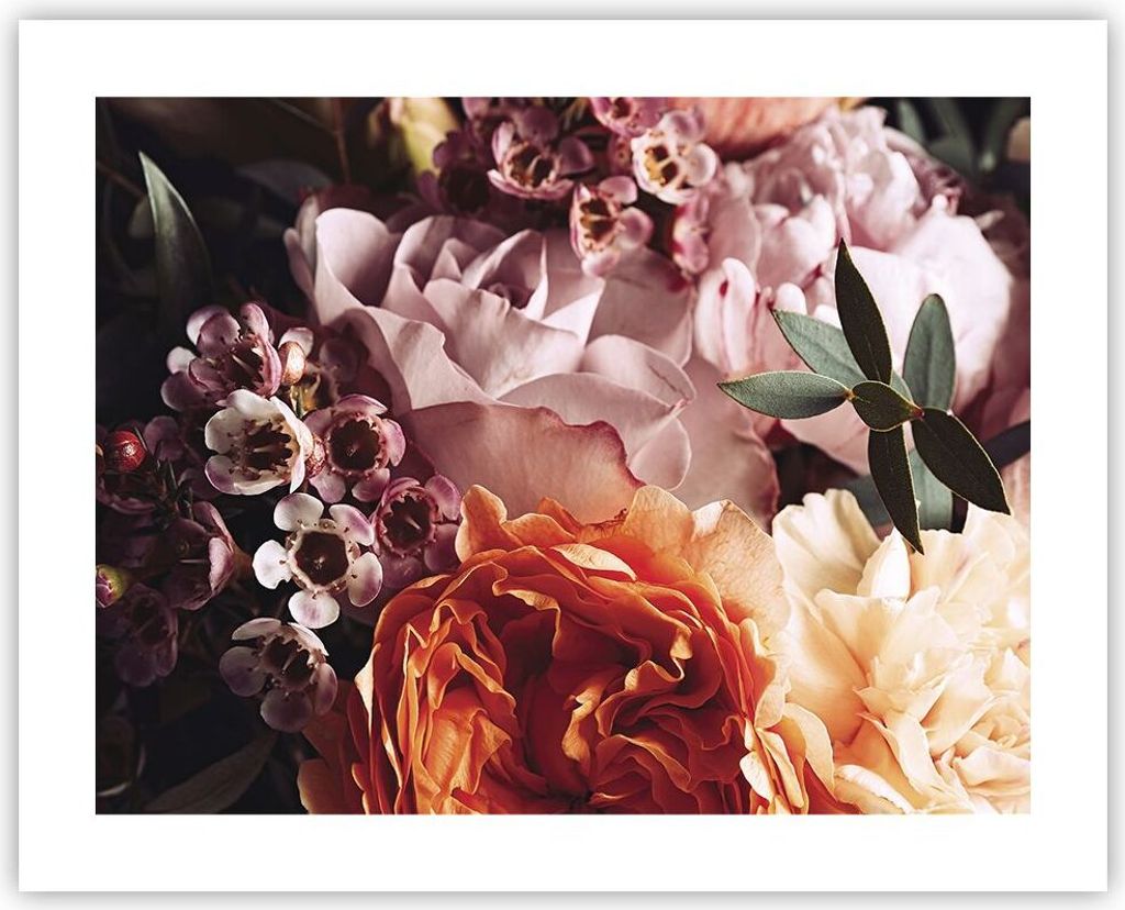 Poster - Poster ohne Rahmen - Blumen Getreide Rosen - 50x40 cm - Wand Bild - Wanddeko - Wandbilder - Kunstposter - Wandposter - Bilder - Kunstdruck...