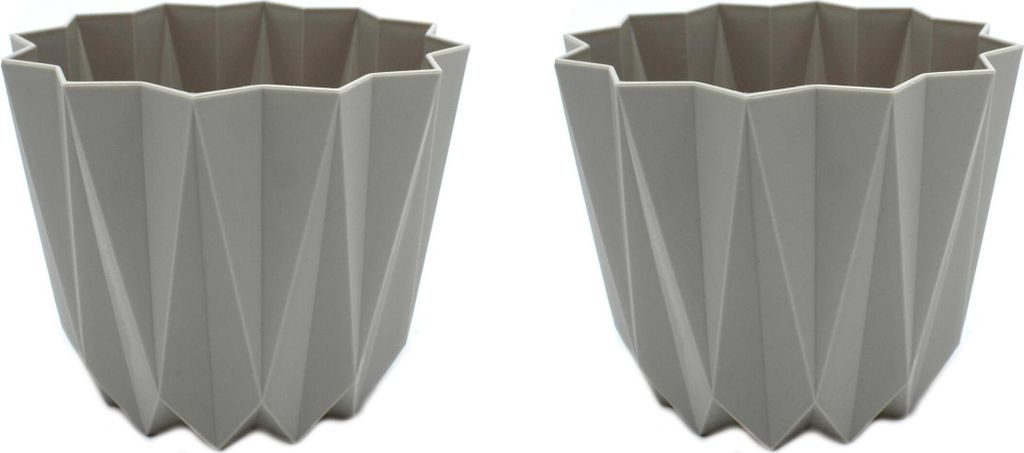 Kunststoff Blumen-Topf Ø 15,5 x 13cm hell-grau 2 Stück