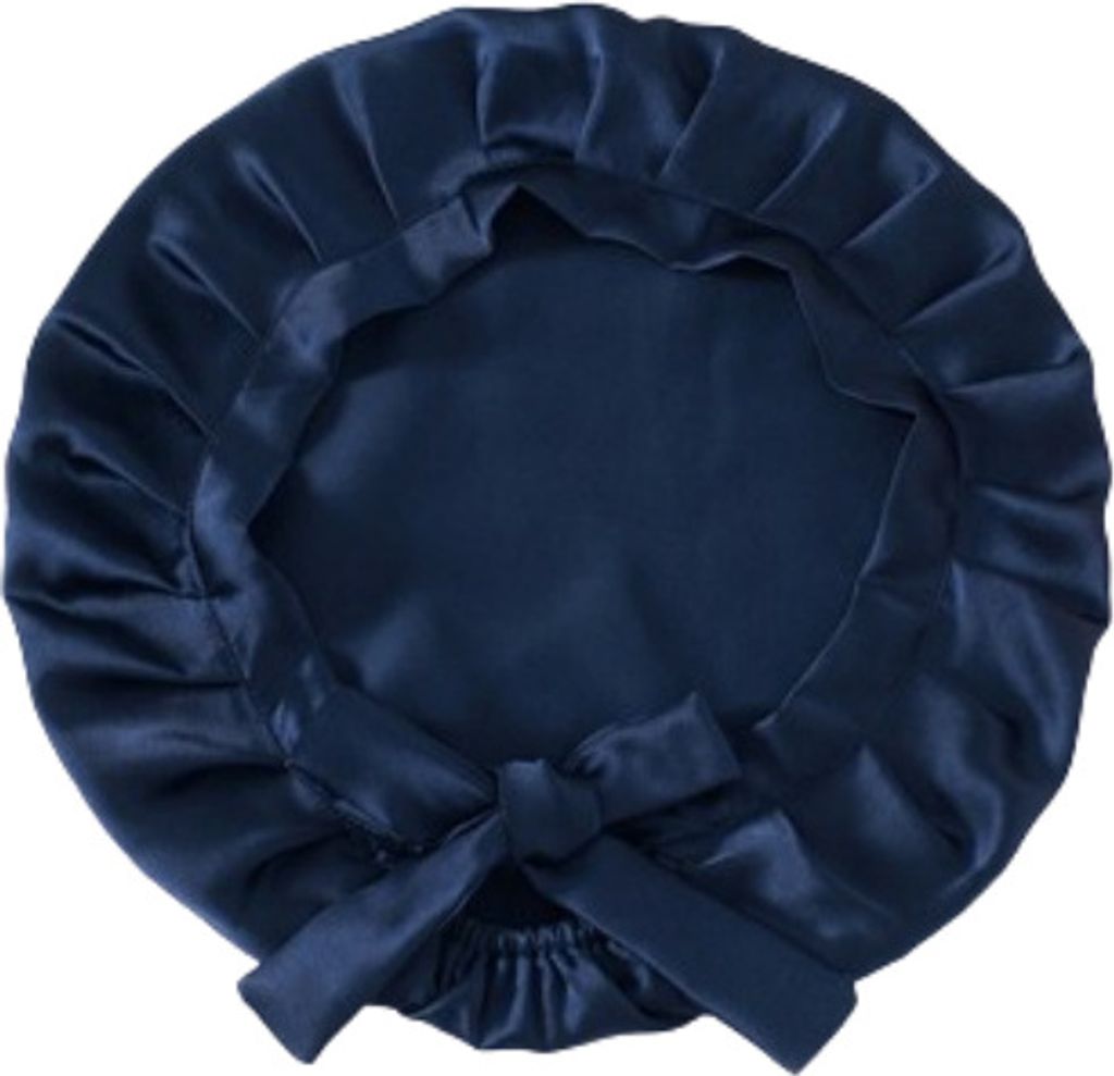INF Schlafmütze für langes Haar, 100 % seide Navy blau Produktbild 