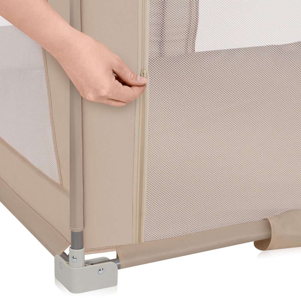 LIONELO Florence Parc Bébé 150 X 180 X 75 Cm – Easy Fold, Grand Espace De Jeu, Filet Respirant, Pliage Ultra-Rapide, 2 Portes Zippées, Sac De Transport Inclus (Gris)