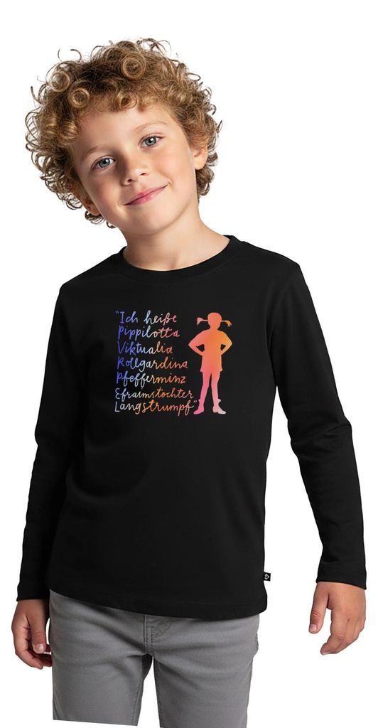 Spreadshirt Pippi Langstrumpf Ich Heiße ... Kinder Premium Langarmshirt, 134/140 (8 Jahre), Schwarz