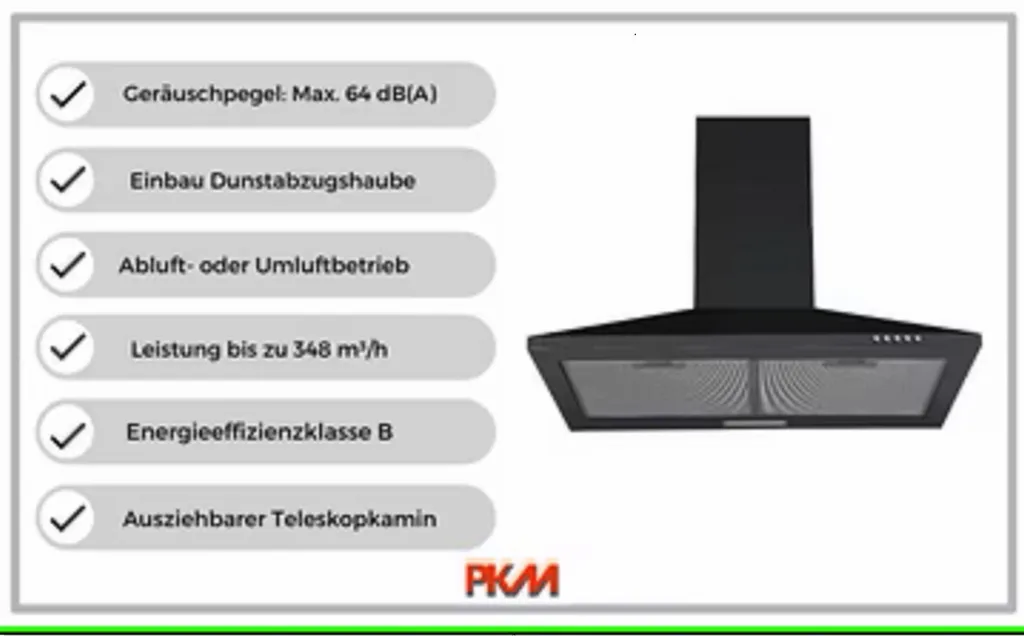 Cappa Cucina 60cm PKM 6091BH - Risparmio Energetico LED e Nero Elegante - 5