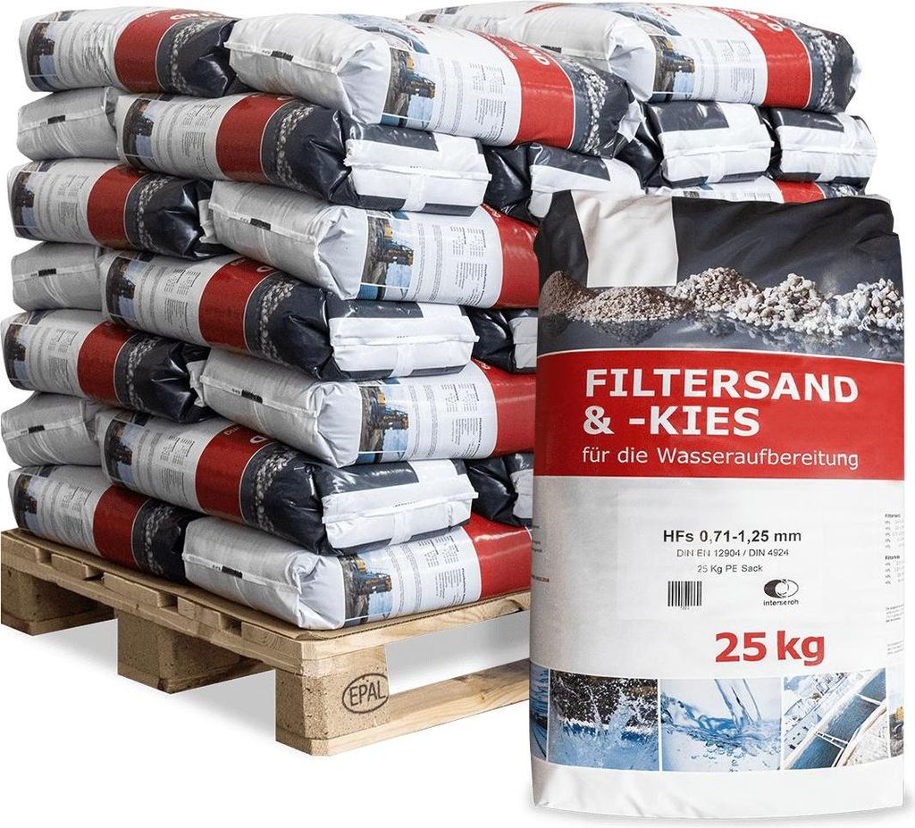 Galamio Filtersand 0,71 - 1,25 mm 25kg x 40 Sack 1000kg Palette