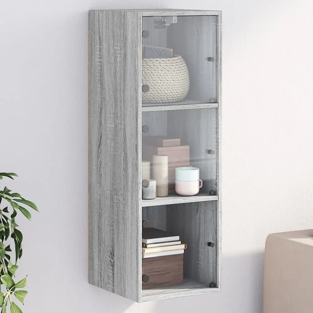Vetrina Pensile Grigio Sonoma 35x37x100 cm | Armadio a Muro Design