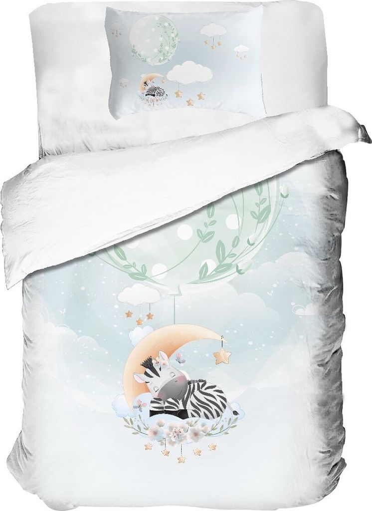 Baby Bettwäsche Set - Zwergen Edition - Zebra - 100x135 40x60 - 100% Baumwolle