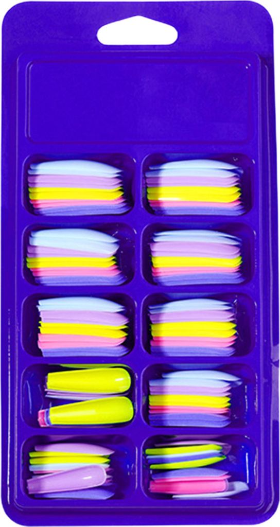 100 Teile/schachtel Künstliche Nagelpflaster, faltbar, spurlos, lang, T-förmig, vollständige Abdeckung, bunte Maniküre-Verlängerung, falsche N...