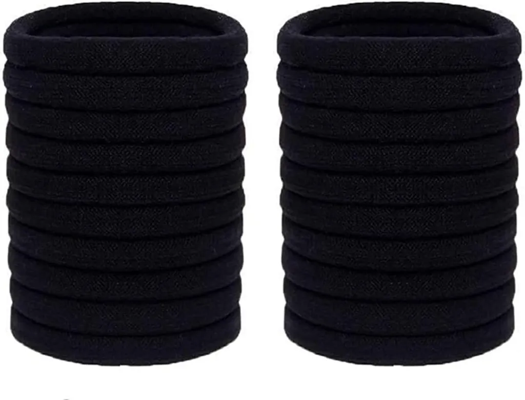 Set 20 Elastici per Capelli in Cotone Nero - Soft & Seamless Design