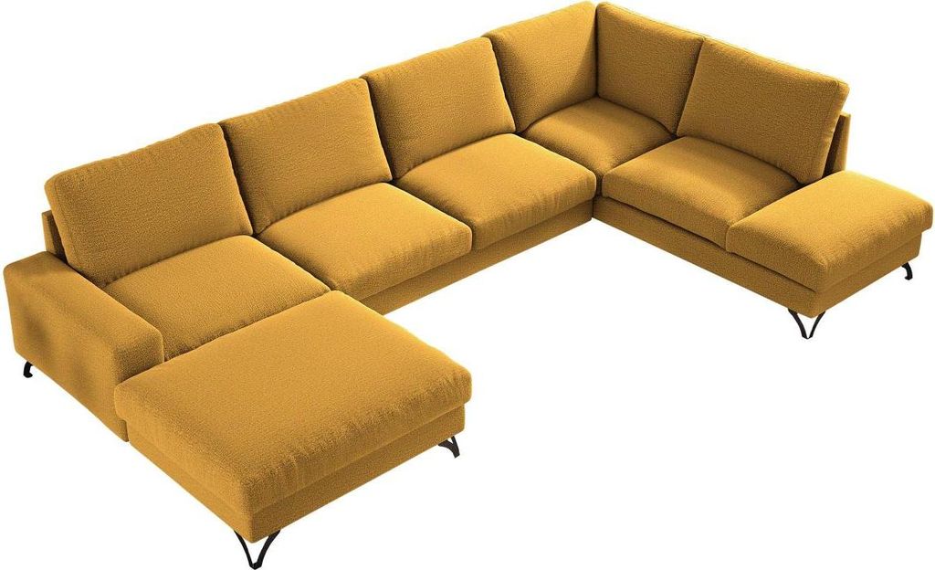 MIRJAN24 Ecksofa Flavio U, Stilvoll Polsterecke mit zwei Bettkasten, Wohnlandschaft, U-Form Schlafsofa (Seite: Links - L1F+L2F+R3F, Farbe: Verita 53)