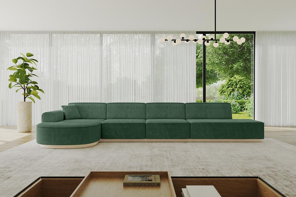 ALTDECOR Ecksofa in L-Form ARRIO-L3 - 413x171x83 cm Grün - Corner Sofa Bett Eckcouch Couch Wohnlandschaft Cauchsofa