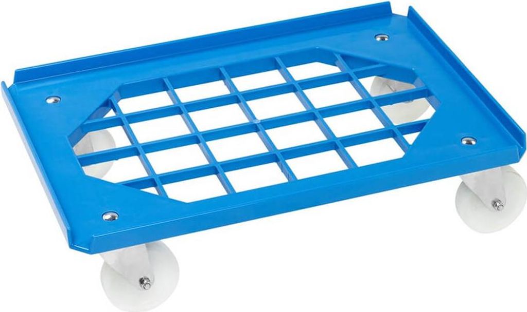 Kistenroller für 600 x 400 mm Behälter, PolyurethanRollen, 275 kg, Blau