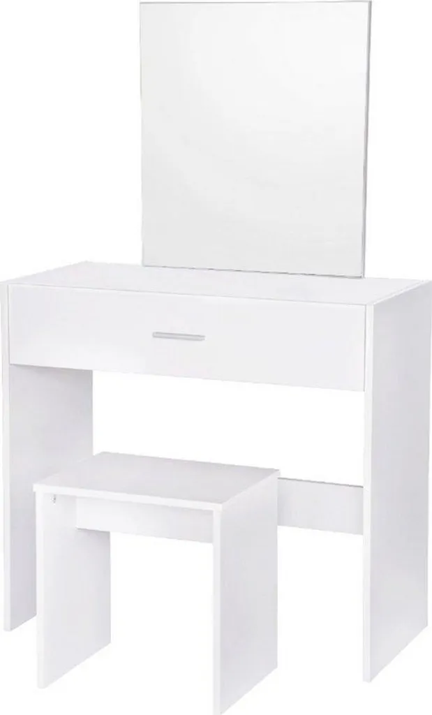 Cabine de toilette en bois blanc avec miroir et rangements 82x39x75 cm
