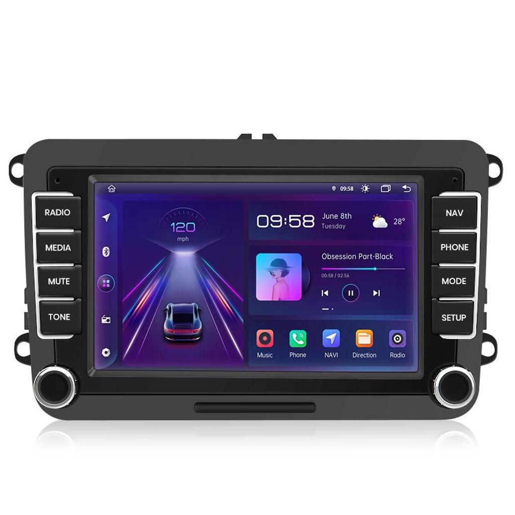 7-palcové autorádio Android 15 2DIN pre VW Golf, Passat, Obrázok produktu 