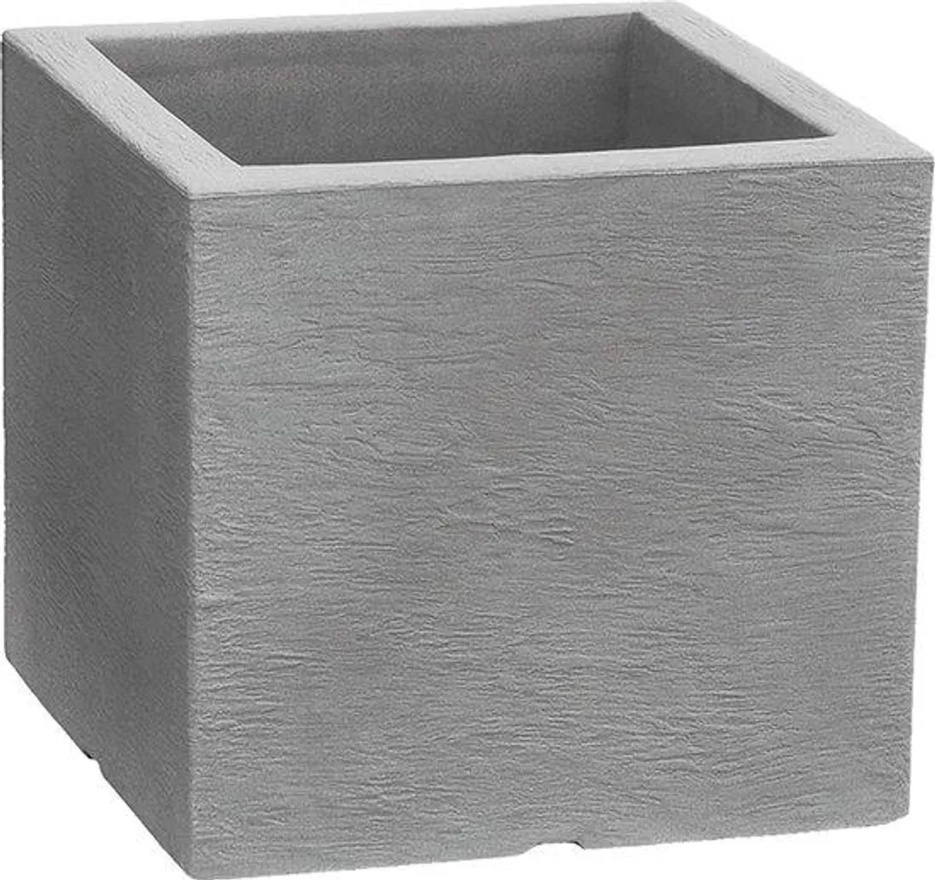 Jardinière grise 40x40x33 cm stable pour éviter le basculement au vent