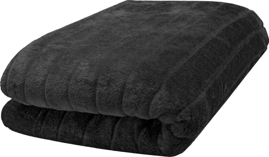 Kuscheldecke in Felloptik, 150x200 cm, schwarz