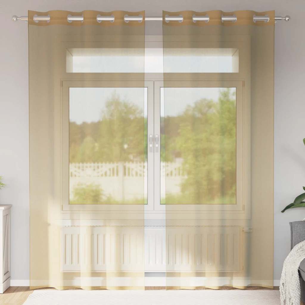 "SPRING SALE"Voile Vorhänge mit Ösen 2er set - Wohnzimmer - Schlichtes & einfarbiges Desgin- Sandfarbe GermanyMöbel 59655 - Gardinen & Vorhänge