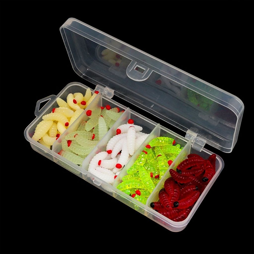 100 Stück Weich Rot Angeln Köder Wurm Ködern Crankbaits Haken Baits Würmer