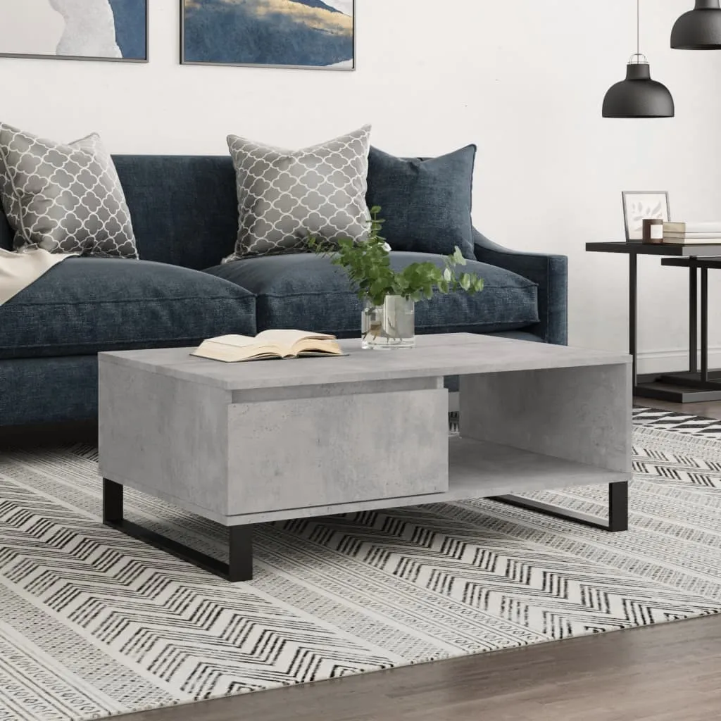 Maison Exclusive Tavolino Industrial Grigio Cemento 90x60x35 cm