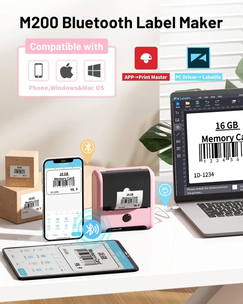 Imprimante Thermique Phomemo M200 Bluetooth pour Logo et Code-Barres - 3