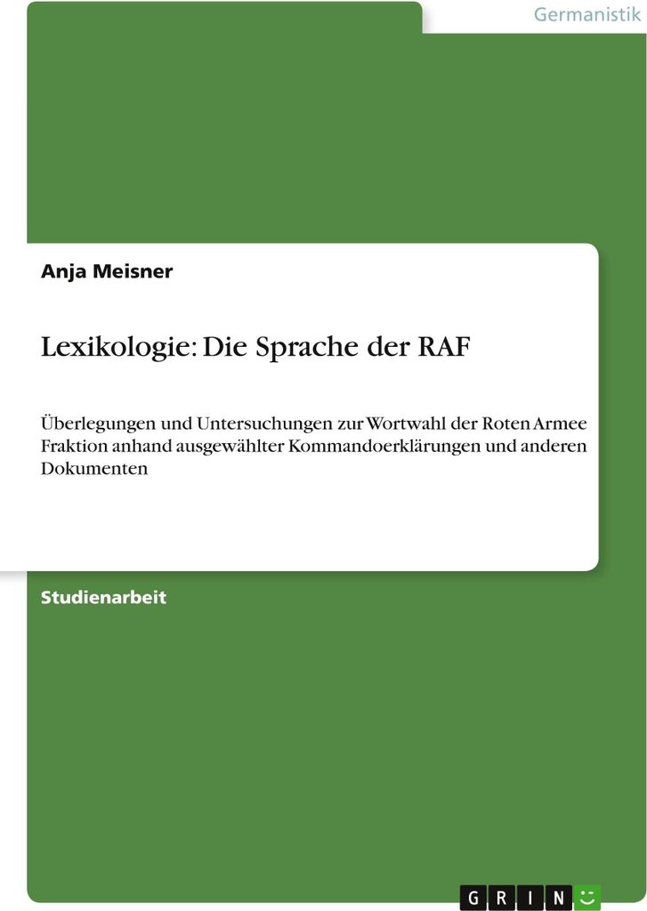 Lexikologie: Die Sprache der RAF