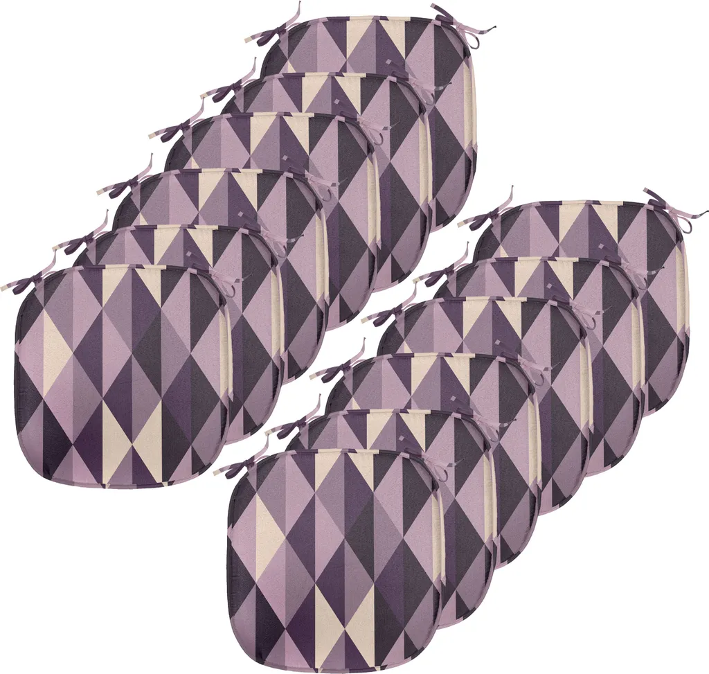 ABAKUHAUS Cuscini geometrici per sedie da sala da pranzo, stile astratto triangoli, cuscini decorativi impermeabili con cinturini per sedie da cucina, 40 cm x 40 cm - confezione da 12, viola scuro lilla