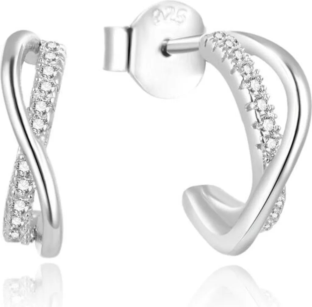 Puces d'oreilles argentées serties de zircones : le bijou chic femme