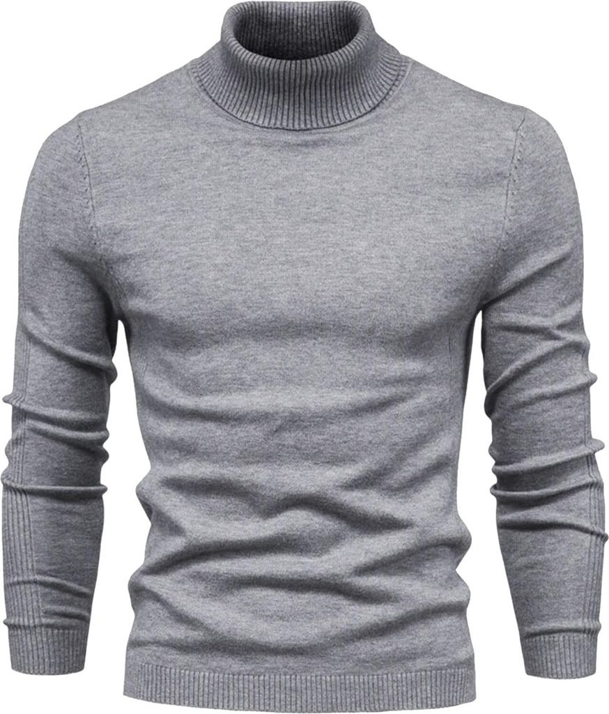 Herren Einfarbig Feinstrick Pullover mit Halber Produktbild 