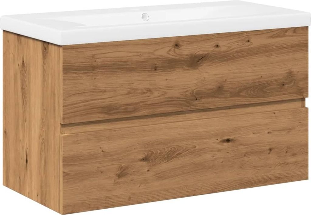 vidaXL Waschbeckenunterschrank mit Einbaubecken Artisan-Eiche