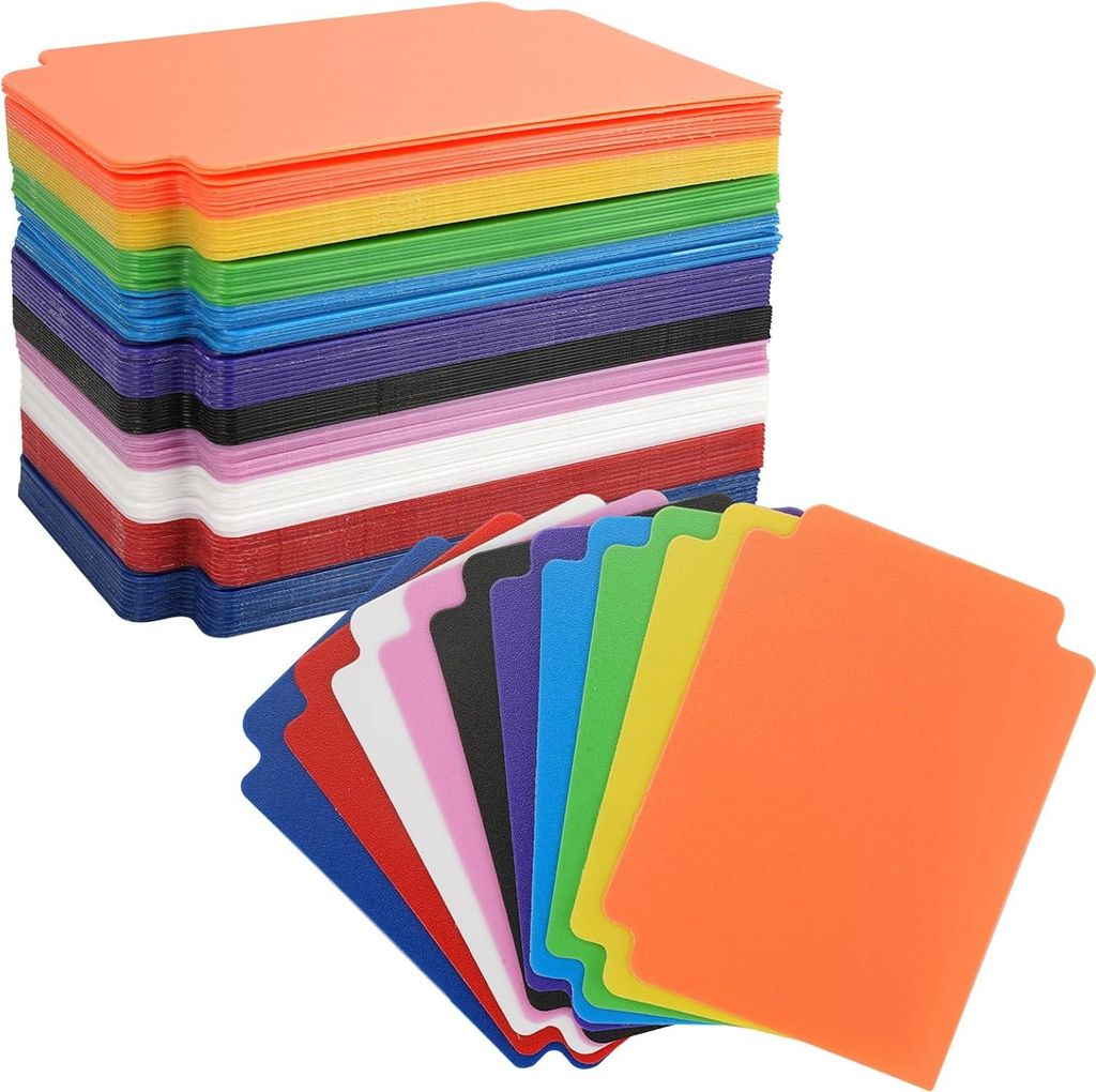 Karten-Trennerset - 100 Stück, 10 Farben - Standardgröße Kunststoff-Trennkarten für Spiele, Sportaufbewahrungsboxen, Ordner