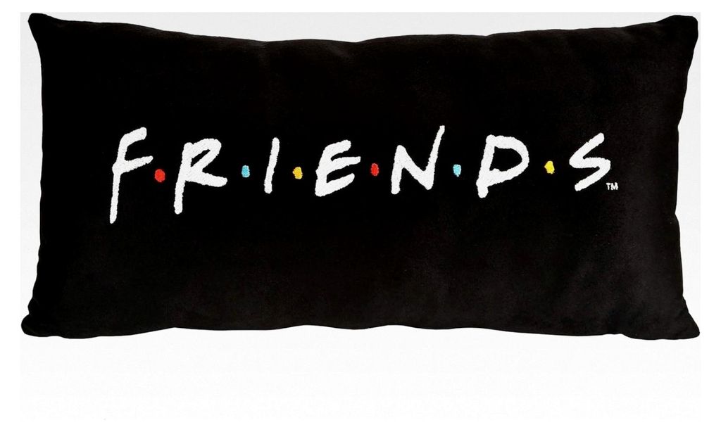 Kissen mit Friends Logo Motiv - 47 x 10 x 24 cm - Eingesticktes Logo - Für Herren, Damen, Unisex - Geschenkidee - Dekokissen - Polyester Schwarz