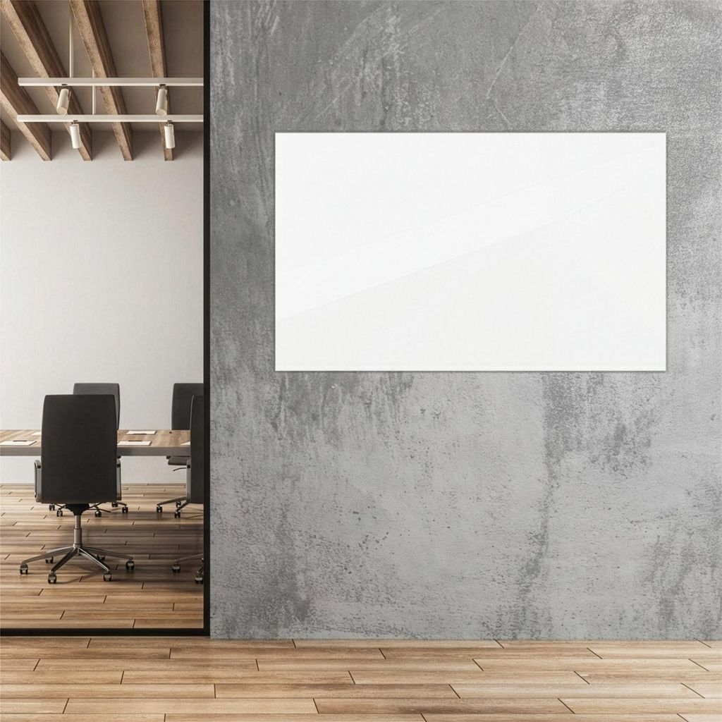 Master of Board Design Glas-Whiteboard Pearlwhite, 60x90 cm, Sicherheitsglas rahmenlos, magnethaftend, unsichtbare Aufhängung, für Büro & Zuhause