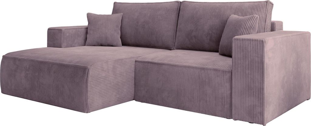 Selsey Farese Mini – Ecksofa mit Cordbezug, Schlaffunktion und Stauraum, Mauve, links
