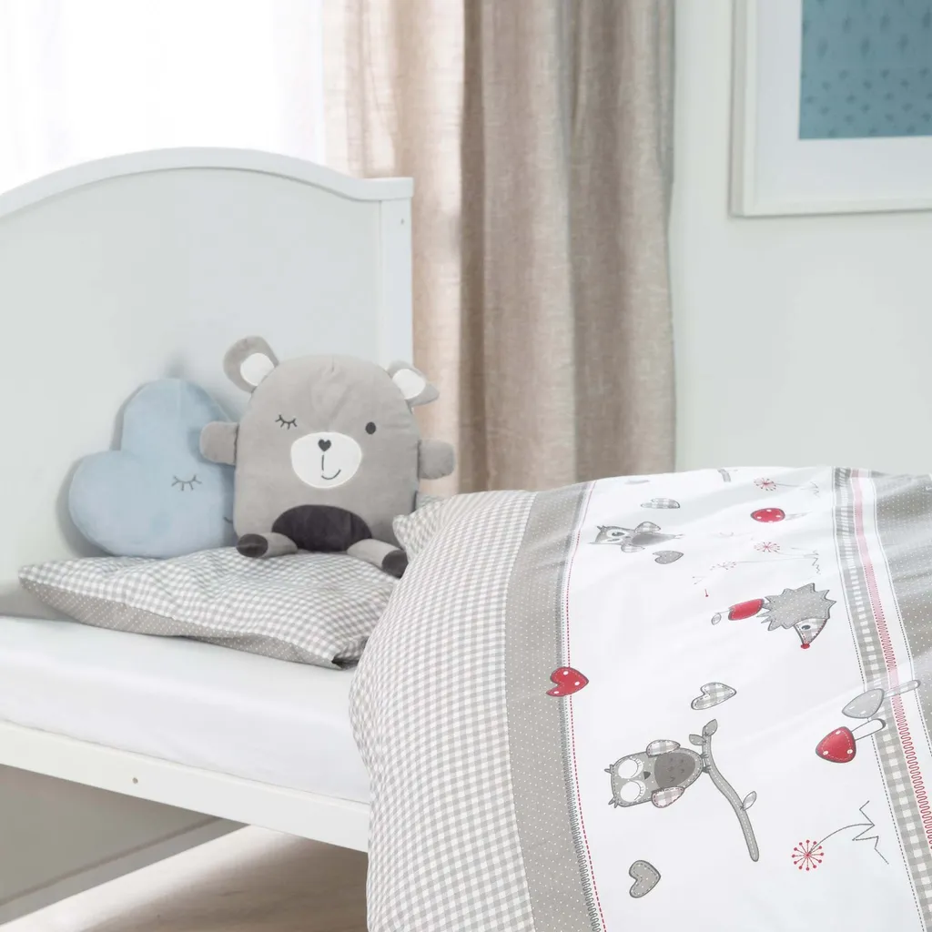 Parure de lit bébé complète Roba Adam & Eule avec tour de lit et ciel - 13